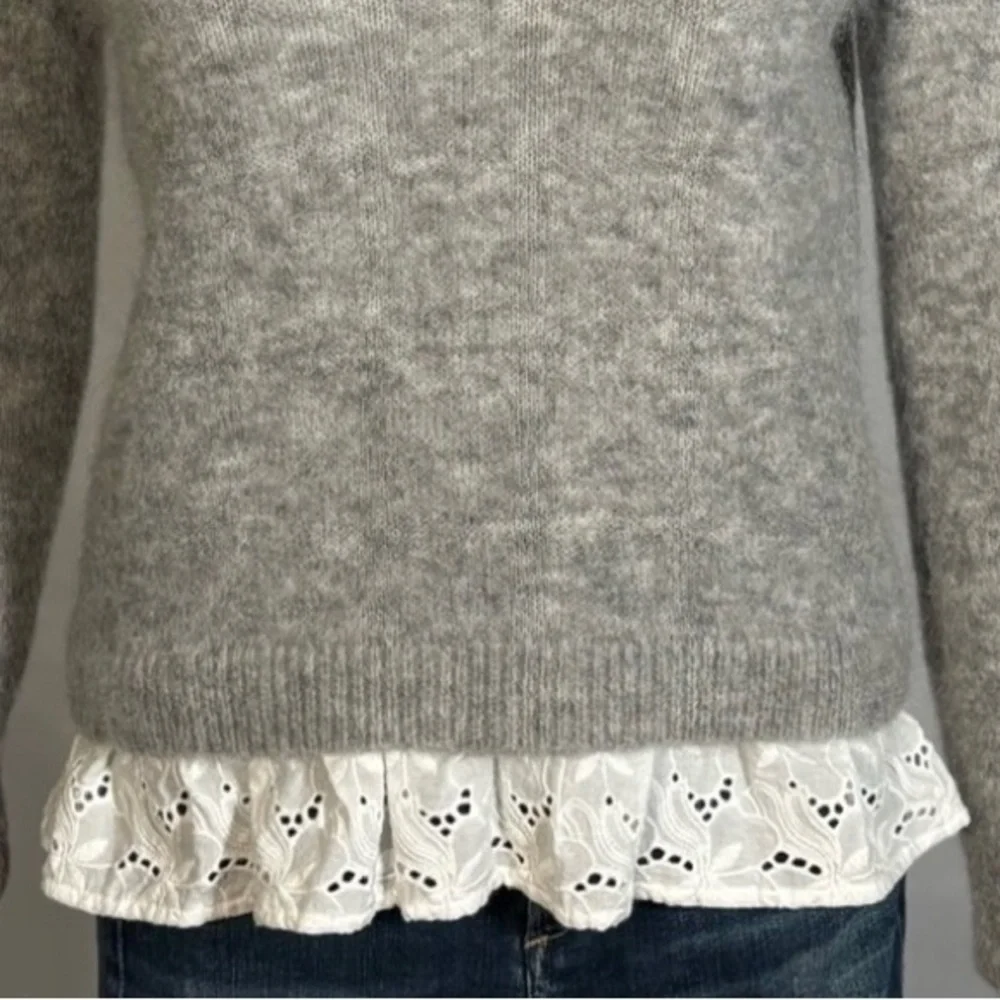 Sézane Alfred Grey Mohair Merino Lace Hem Sweater – Size Small - Picture 5 of 7